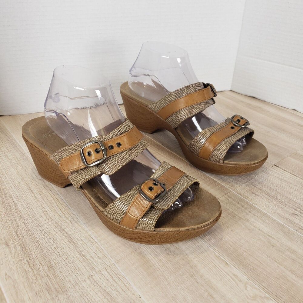 Dansko Jessie Sandals Shoes Womens Size 9 US 41 EU Brown Leather Lizard